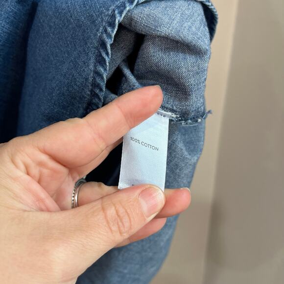 J.Jill Denim Tunic Top XL 100% Cotton Long Sleeve Pintuck Chambray Blouse - Picture 8 of 8